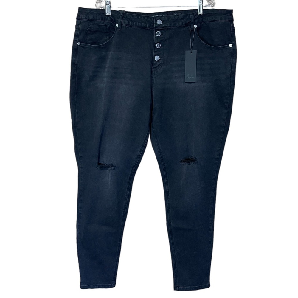 CITY CHIC 22S Black Harley Mid Rise Skinny Jeans